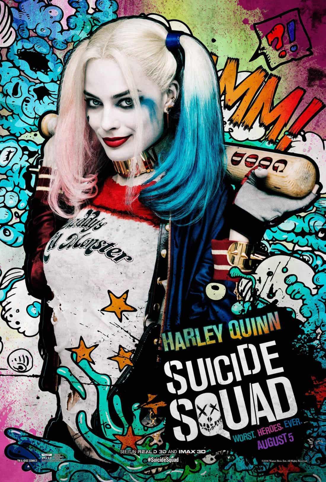Margot Robbie as Harley Quinn in Suicide Squad movie poster