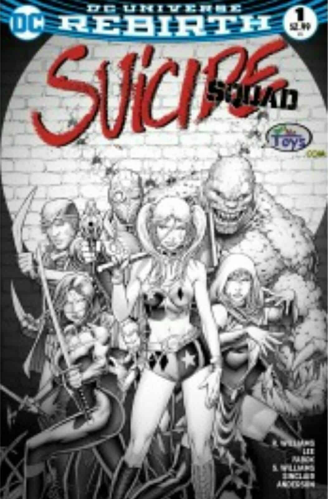 Suicide Squad Rebirth #1 variant Dale Keown b&w