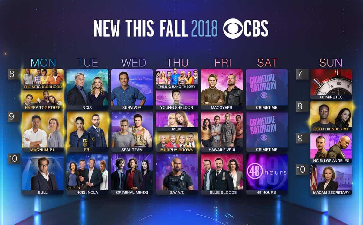 CBS Unveils Fall 2018-19 TV Schedule As Six New TV Shows Slide Onto The