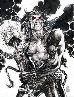 Lobo With Mother Box On A Stick By Jim Lee