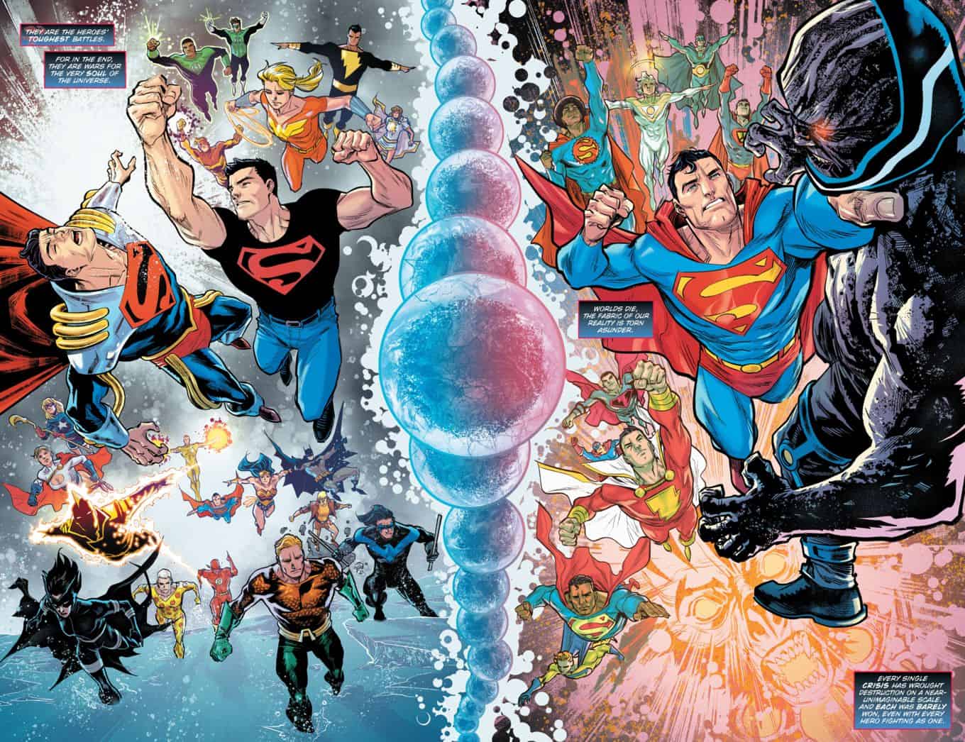 DC Comics Universe & Dark Nights: Death Metal: Trinity Crisis #1 Spoilers &  Review: Robin King & Superboy-Prime Vs. Batman, Superman & WW Over Crisis  On Infinite Earths, Final Crisis & Infinite