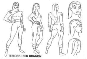 Batman The Animated Series Red Claw Concept Art Red Dragon Model Sheet