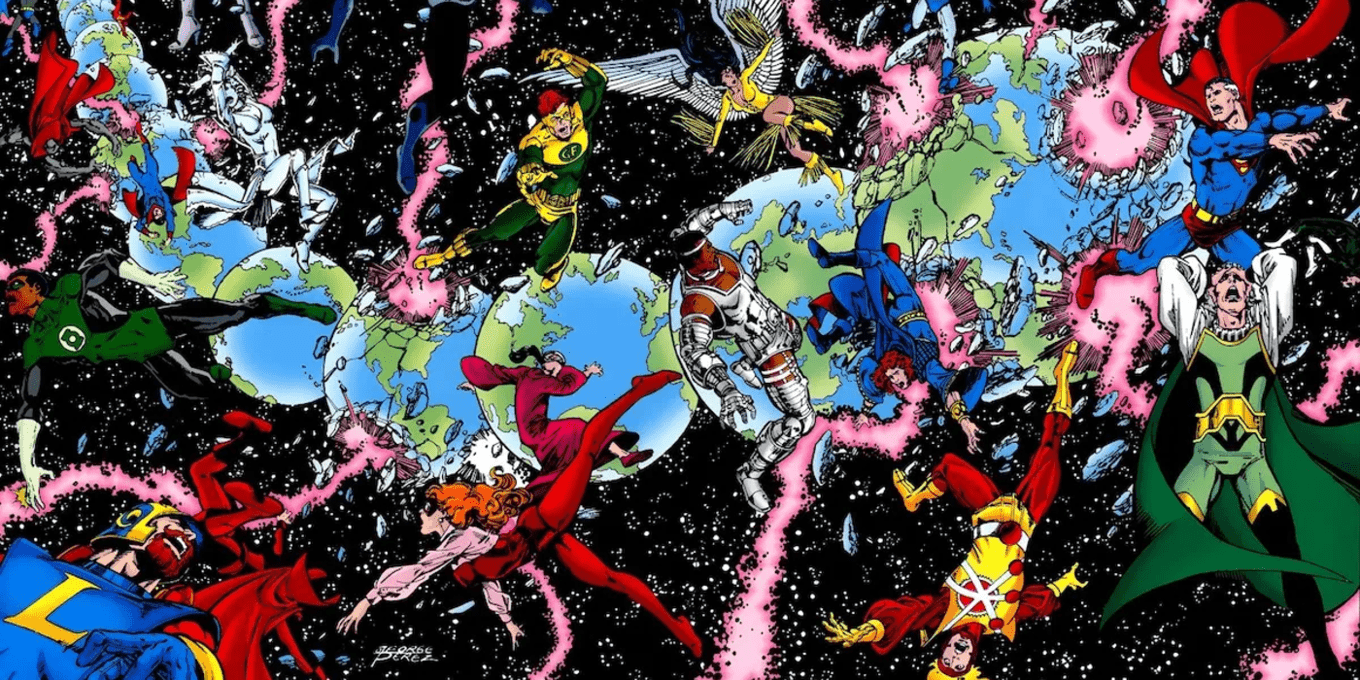 Crisis-on-Infinite-Earths-banner-George-Perez