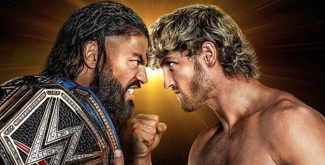 WWE Crown Jewel 2022 main event Roman Reigns vs. Logan Paul banner