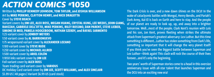 Action Comics #1050 spoilers 0-0 solicitation with creators credits