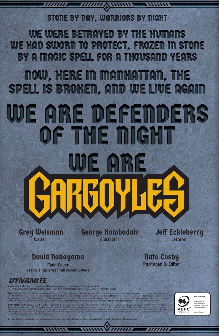 Gargoyles #1 spoilers 0-Z