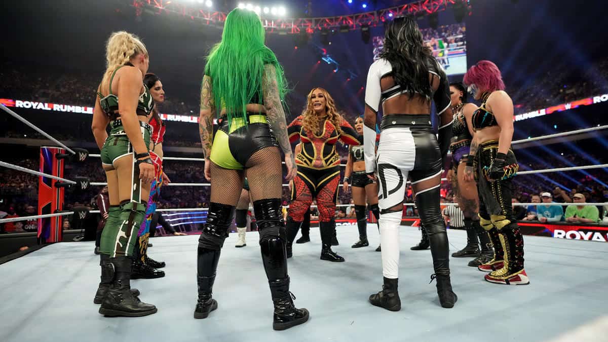 WWE Royal Rumble 2023 Nia Jax return swarmed