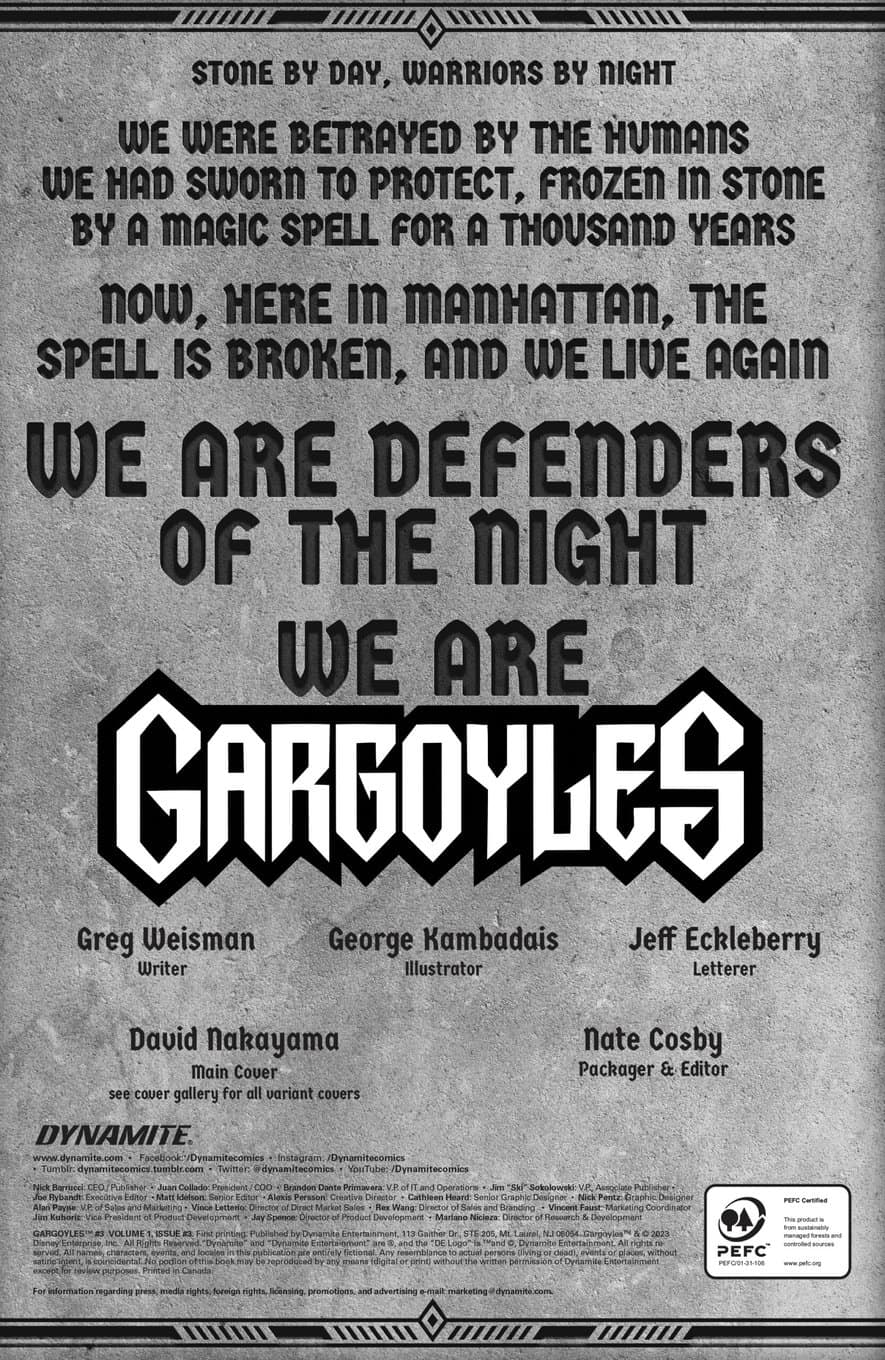Gargoyles #3 spoilers 0-Z