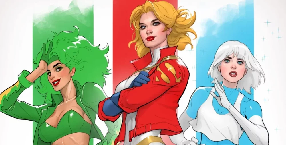 Power Girl Special #1 banner variant with Fire & Ice from JLI