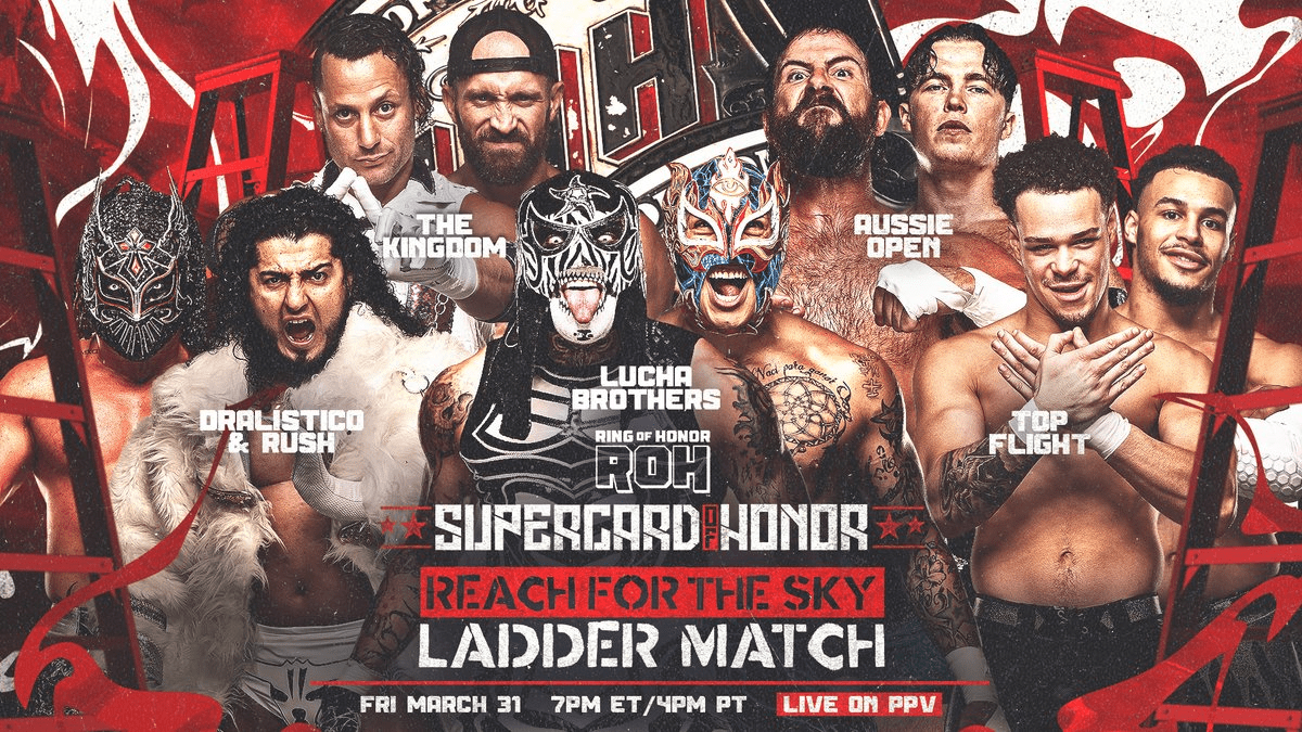 ROH Supercard of Honor 2023 ROH Tag Team Championship match Reach for the Sky Ladder Match