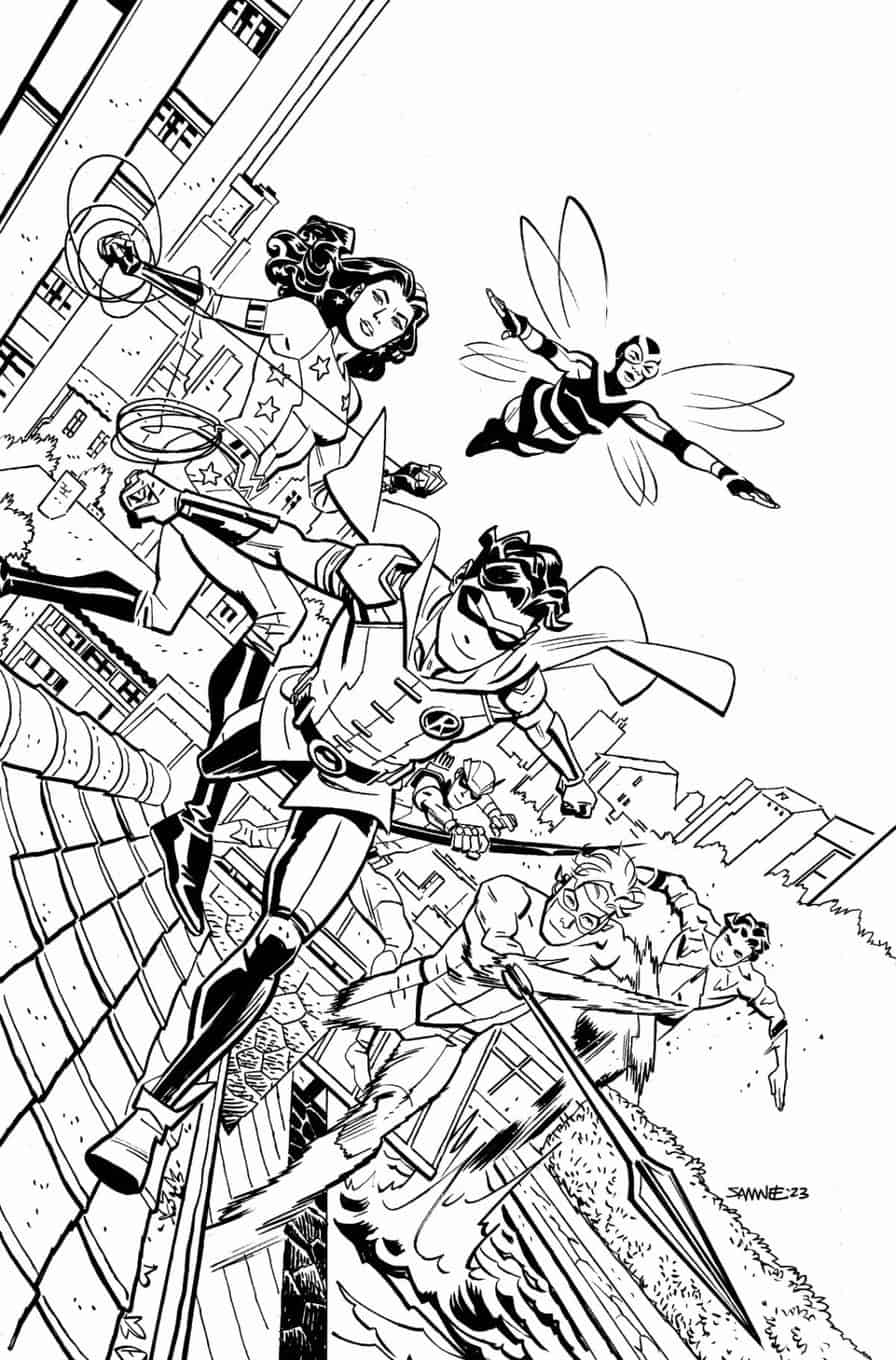 World's Finest Teen Titans #1 B black & white sketch pencils inks