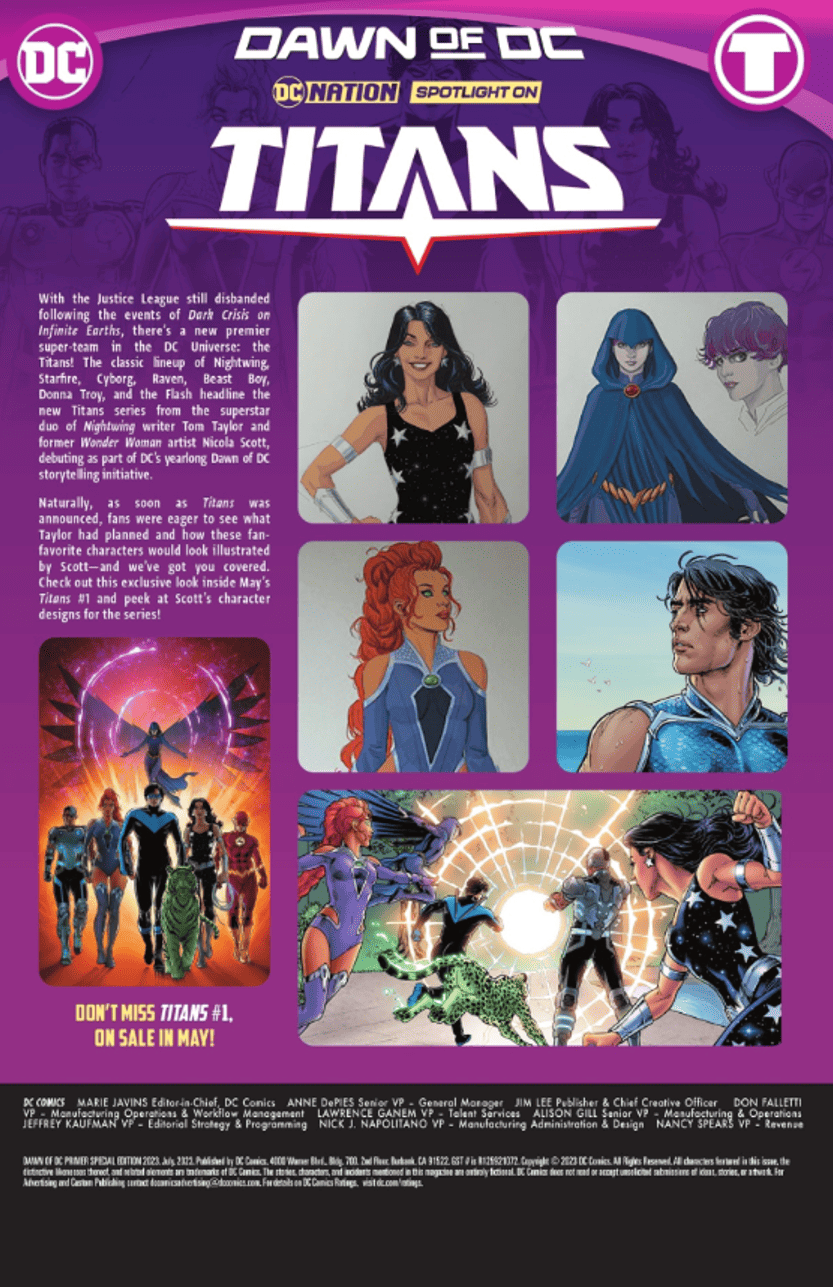 Dawn of DC Primer #1 spoilers 24 DC Nation Spotlight on Titans House Ad