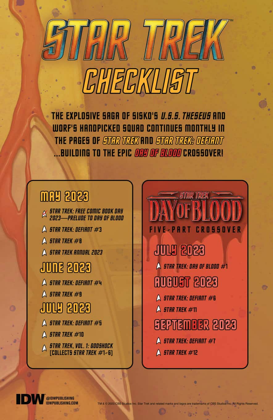 FCBD 2023 Star Trek Day of Blood Prelude #1 spoilers 10 Checklist