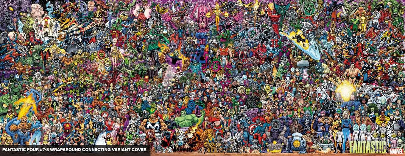 Fantastic Four #7 FF #700 spoilers 0-Z-2 Scott Koblish Linking 700 Character Wraparound Cover With FF #8
