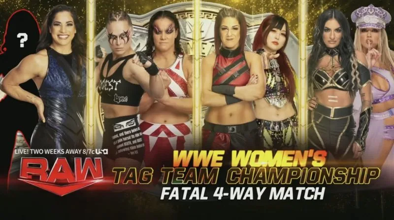 WWE Women's Tag Team Championship Fatal 4-Way WWE Raw May 29 2023 graphic