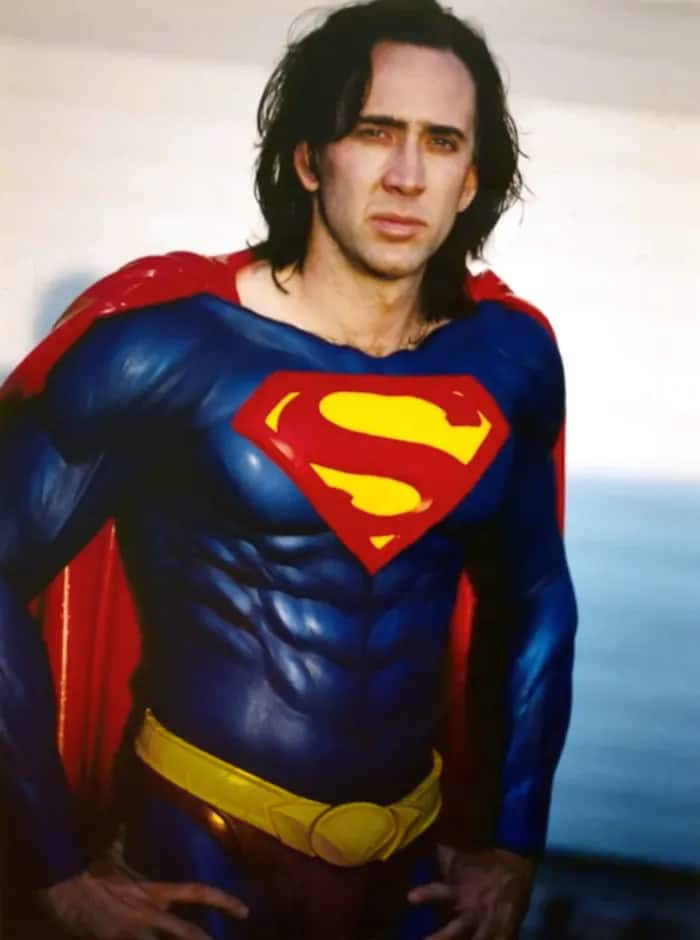 Nicolas Cage as Superman in Tim Burton's Superman Lives circa 1990's