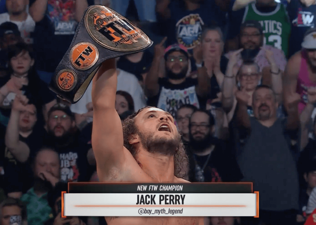#AndNew FTW Champion Jack Perry AEW Dynamite July 19 2023 salute to father Luke Perry