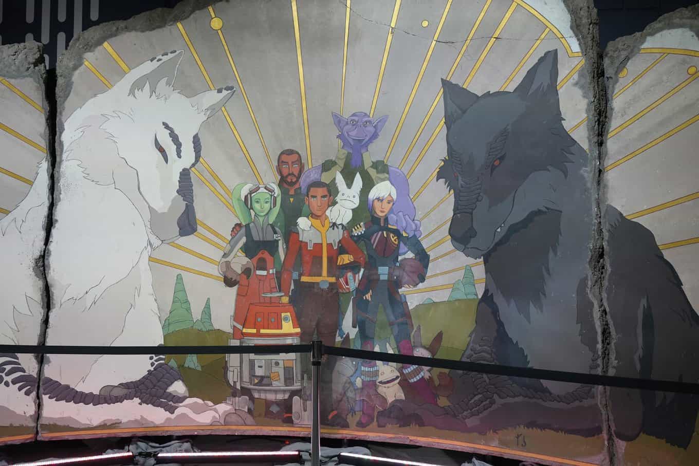 SDCC 2023 See Ahsoka Props and Costumes from the Lucasfilm Pavilion 23 Star Wars Rebels mural